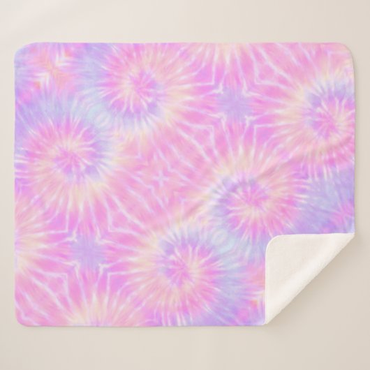 ティイェパステルレインボースパイラルヒッピー絞り染め シェルパブランケット (正面(横))