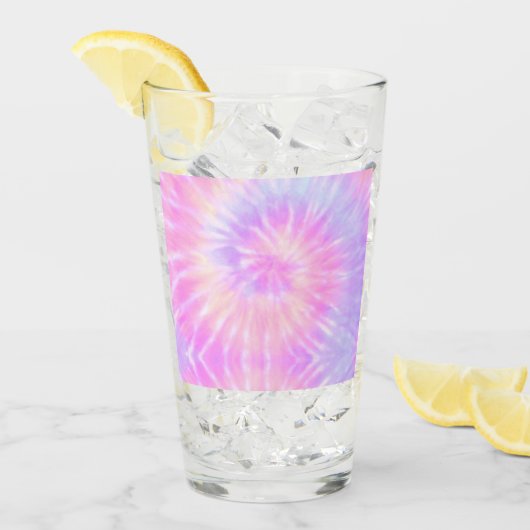 ティイェパステルレインボースパイラルヒッピー絞り染め タンブラーグラス (アイス正面)