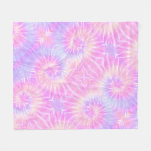 ティイェパステルレインボースパイラルヒッピー絞り染め フリースブランケット (正面(横))