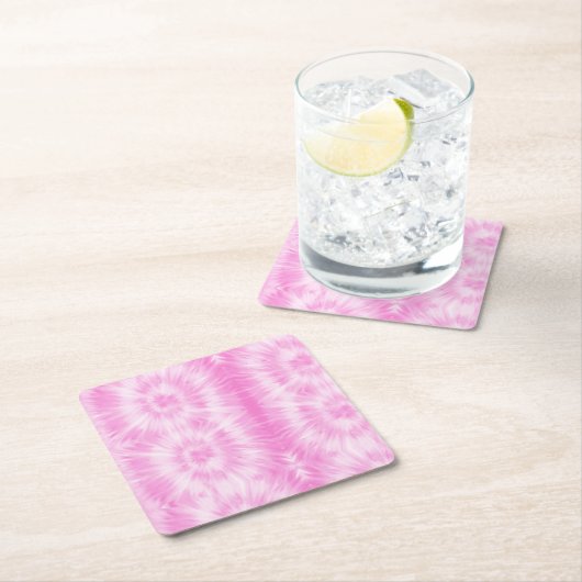 ティイェピンクスパイラルヒッピー絞り染め スクエアペーパーコースター (インサイチュ)