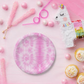 ティイェピンクスパイラルヒッピー絞り染め ペーパープレート (パーティー)