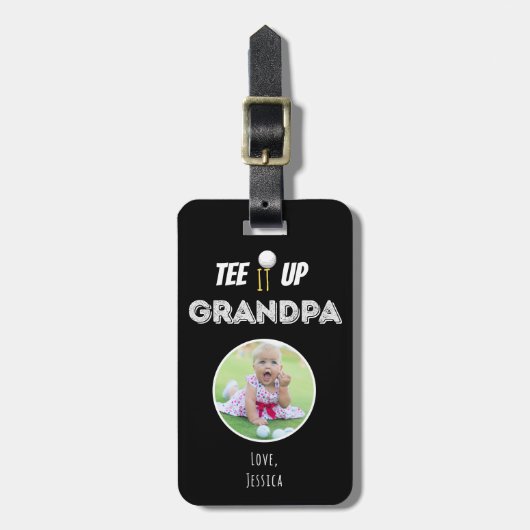 ティイットアップグランドパカスタムフォトファーザーズデイブラック ラゲッジタグ (正面縦)