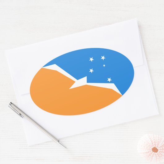 ティエラデルフエゴ国旗。アルゼンチン,パタゴニア 楕円形シール (封筒)