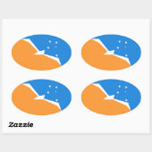 ティエラデルフエゴ国旗。アルゼンチン,パタゴニア 楕円形シール (シート)