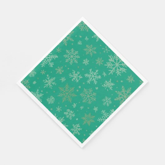 ティエルとゴールドの雪の結晶 スタンダードランチョンナプキン (角)