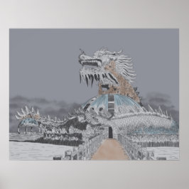 ティエン湖の廃棄されたウォーターパークのイラスト ポスター