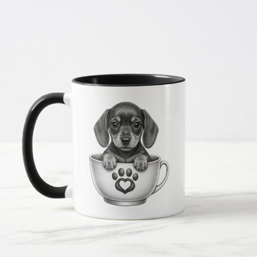 ティカップダックスフンドの子犬 マグカップ (左)