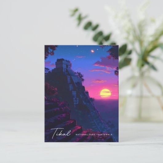 ティカル国立公園グアテマラ旅行で夜 ポストカード (スタンド正面)