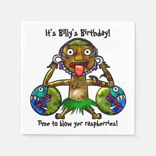 ティキおもしろいパーティーパーソナライズされたデザイン スタンダードカクテルナプキン (正面)