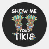 ティキの胸を表示おもしろいハワイアンアロハハ ラウンドシール (正面)