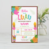 ティキアロハルアウ（ハワイ式宴会）ハワイアントロピカルサマー誕生日 招待状 (スタンド正面)