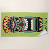 ティキカッコいいトーテム名前をカスタムする&カラービーチタオル3 ビーチタオル (正面)