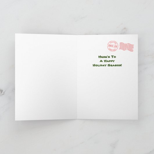 ティキカップル熱帯ビーチクリスマスカード シーズンカード (内部)