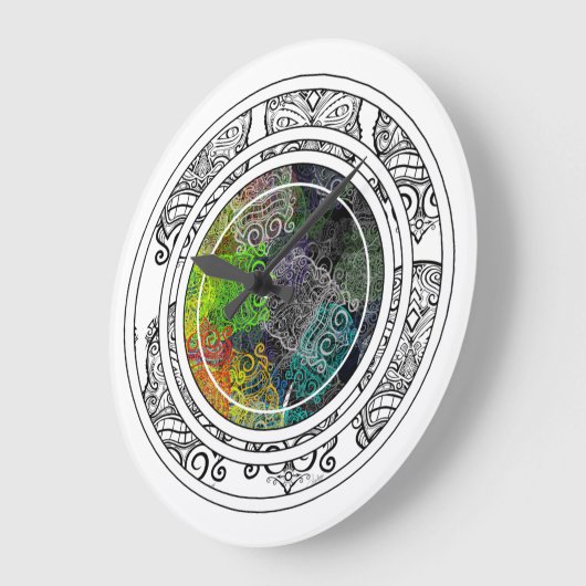 ティキカラフルサークルパターン ラージ壁時計 (傾斜)