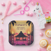 ティキカラフルハワイアン誕生会 ペーパープレート (パーティー)