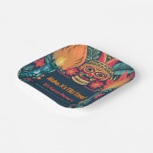 ティキカラフルルアウ(ハワイ式宴会)スカルバックヤードバースデーパーティー ペーパープレート (傾斜あり)