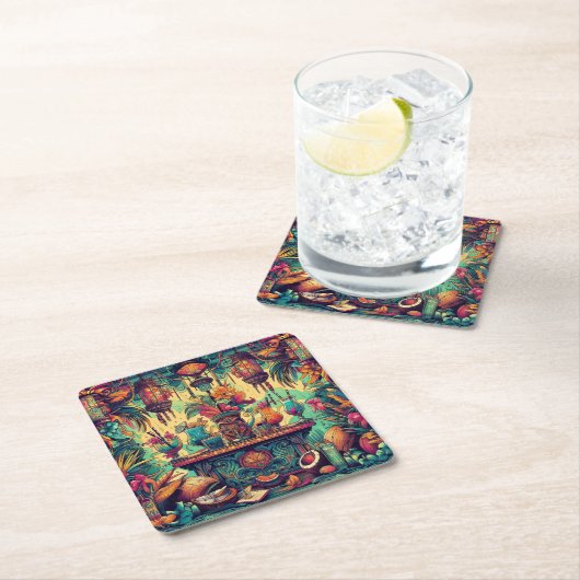 ティキカルチャー飲料用コースター07 スクエアペーパーコースター (インサイチュ)