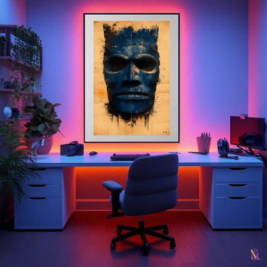 ティキガーディアンマスク – ポリネシアのスピリチュアル記号 ポスター