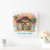 ティキタイムトロピカルビーチバーサーフ&シー スクエア壁時計 (ホーム)