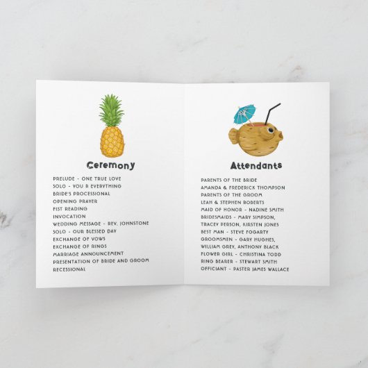 ティキタイムルアウ(ハワイ式宴会)サマービーチ結婚式 プログラム (内部)