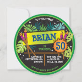 ティキタイムルアウ（ハワイ式宴会）誕生日パーティーの招待 招待状 (正面)