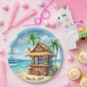 ティキテーマバケーションスタイルカスタム文字 ペーパープレート (パーティー)