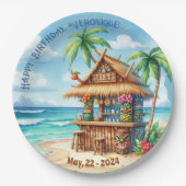 ティキテーマバケーションスタイルカスタム文字 ペーパープレート (正面)