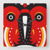 ティキトライバルマスク スクエア壁時計 (正面)