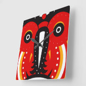 ティキトライバルマスク スクエア壁時計 (傾斜)