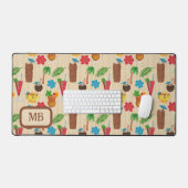 ティキトロピカルカクテルモノグラムの デスクマット (キーボード&マウス)