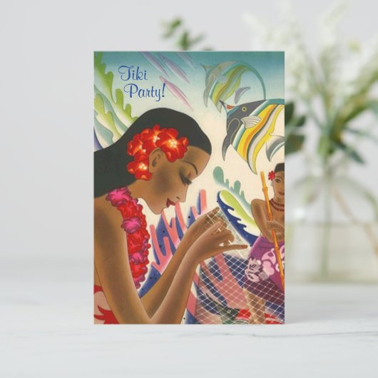 ティキトロピカルレイハワイアンルアウ(ハワイ式宴会)パーティーインビタトン 招待状 (スタンド正面)