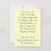 ティキトロピカルレイハワイアンルアウ(ハワイ式宴会)パーティーインビタトン 招待状 (裏面)