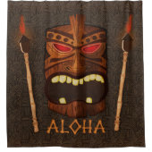 ティキトロピカルレトロヴィンテージブラウンハワイアンルック シャワーカーテン (正面)