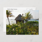 ティキハットとパームの木々のシーネグリルジャマイカ ポストカード (正面/裏面)