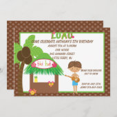 ティキハットブラウンボーイズ誕生日招待状 招待状 (正面/裏面)
