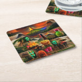 ティキバーコースター スクエアペーパーコースター (アングル)