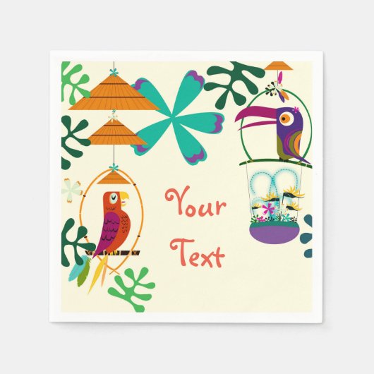 ティキバーズバースデーパーティーヴィンテージルアウ（ハワイ式宴会）カスタム スタンダードカクテルナプキン (正面)