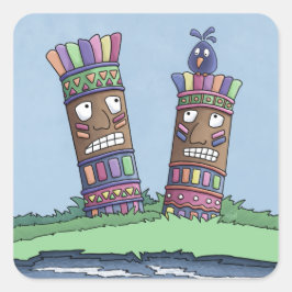 ティキバードプラム四角ステッカー スクエアシール