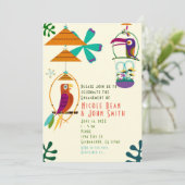 ティキバードレトロヴィンテージルアウ(ハワイ式宴会)パーティの招待状 招待状 (スタンド正面)