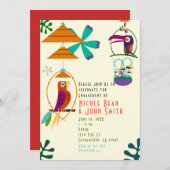 ティキバードレトロヴィンテージルアウ（ハワイ式宴会）パーティの招待状 招待状 (正面/裏面)