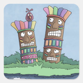 ティキバードローズブドスクエアステッカー スクエアシール