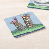 ティキバードローズブドスクエア紙コースター スクエアペーパーコースター (アングル)