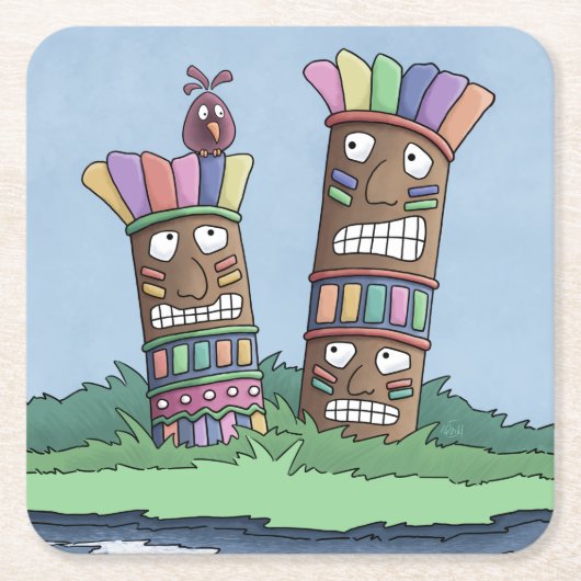 ティキバードローズブドスクエア紙コースター スクエアペーパーコースター (正面)