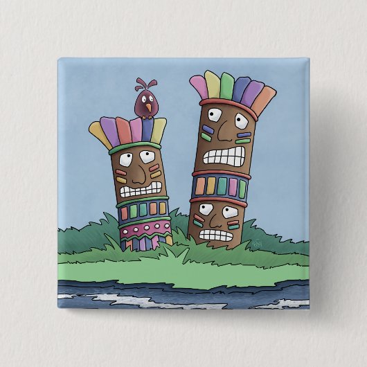 ティキバードローズブドボタン 缶バッジ (正面)