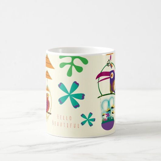 ティキバードヴィンテージレトロアーパーソナライズされたトカスタム コーヒーマグカップ (中央)