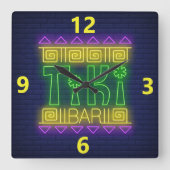 ティキバーネオンサインスクエアウォールクロック スクエア壁時計 (正面)