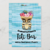 ティキバールアウ(ハワイ式宴会)ハワイアン誕生日 招待状 (正面/裏面)