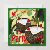 ティキバール ココナッツ ライム ルアウ パーティー 招待状 (正面)