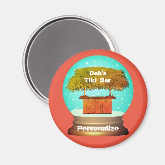 ティキバー夏ビーチをテーマにしたスノーグローブ マグネット (正面/裏面)