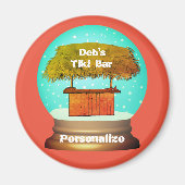 ティキバー夏ビーチをテーマにしたスノーグローブ マグネット (正面)